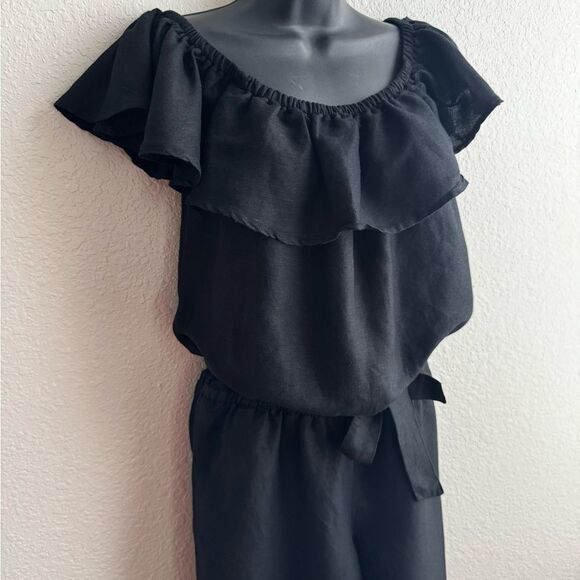 Tommy Bahama Black Off-Shoulder Jumpsuit Size Medium - Picture 4 of 10